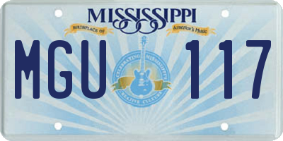MS license plate MGU117