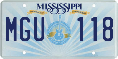 MS license plate MGU118