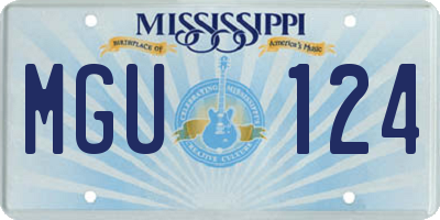 MS license plate MGU124