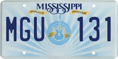 MS license plate MGU131