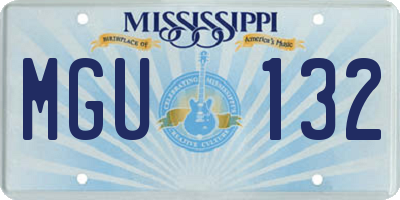 MS license plate MGU132