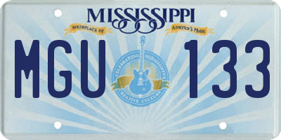 MS license plate MGU133