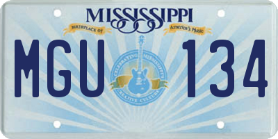 MS license plate MGU134