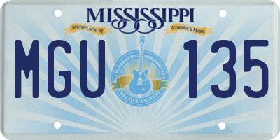 MS license plate MGU135