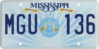 MS license plate MGU136