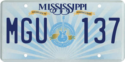 MS license plate MGU137