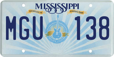 MS license plate MGU138