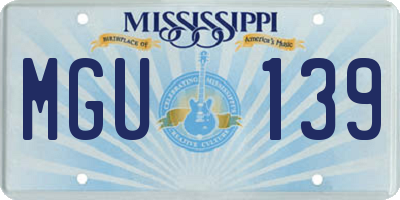 MS license plate MGU139