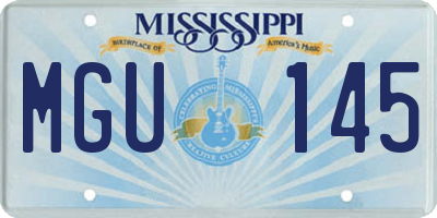 MS license plate MGU145