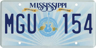 MS license plate MGU154