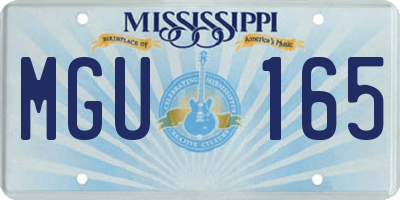 MS license plate MGU165