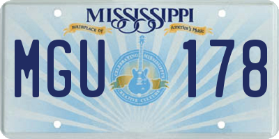 MS license plate MGU178