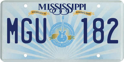 MS license plate MGU182