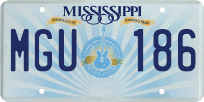 MS license plate MGU186