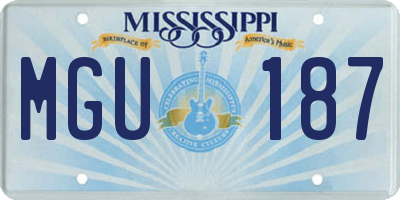 MS license plate MGU187