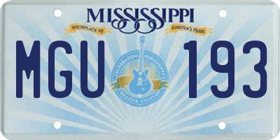 MS license plate MGU193