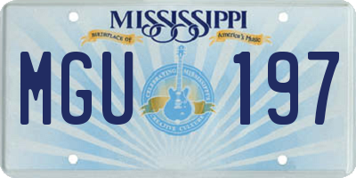 MS license plate MGU197