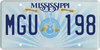 MS license plate MGU198