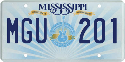 MS license plate MGU201