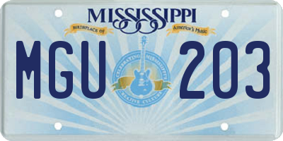 MS license plate MGU203