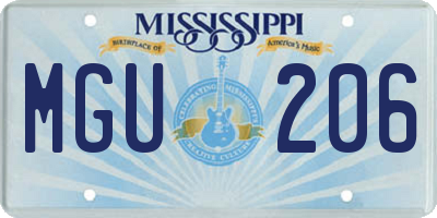 MS license plate MGU206