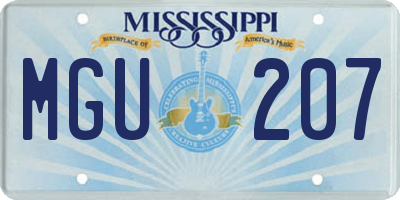 MS license plate MGU207