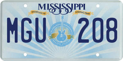 MS license plate MGU208