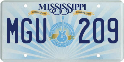 MS license plate MGU209