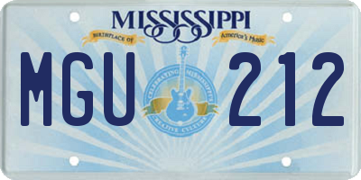 MS license plate MGU212