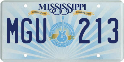 MS license plate MGU213