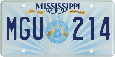 MS license plate MGU214