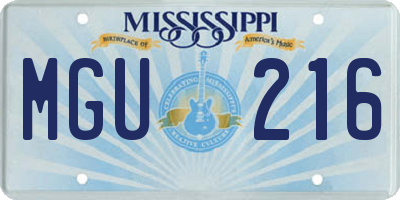MS license plate MGU216