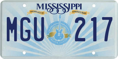 MS license plate MGU217