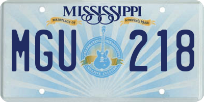 MS license plate MGU218