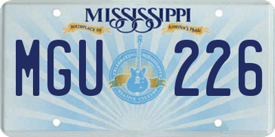 MS license plate MGU226