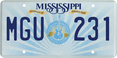 MS license plate MGU231