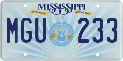 MS license plate MGU233
