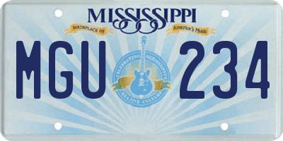 MS license plate MGU234