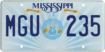 MS license plate MGU235