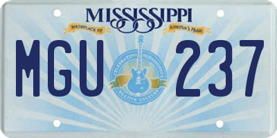 MS license plate MGU237