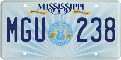 MS license plate MGU238