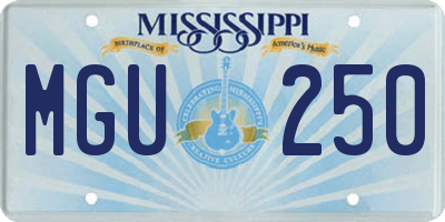 MS license plate MGU250