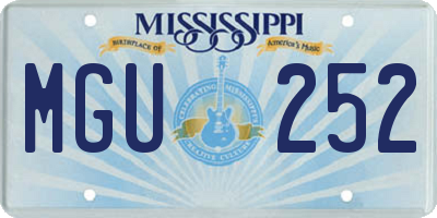 MS license plate MGU252
