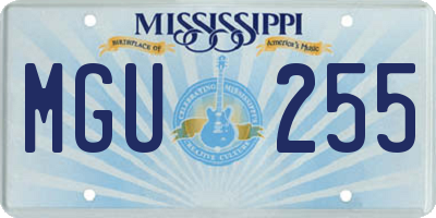 MS license plate MGU255