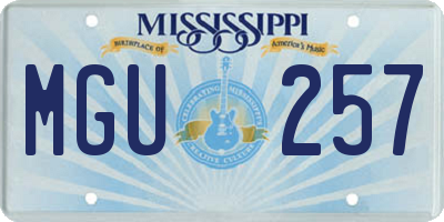 MS license plate MGU257