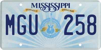 MS license plate MGU258