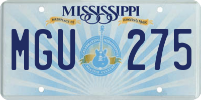 MS license plate MGU275