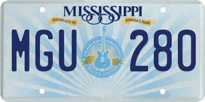 MS license plate MGU280