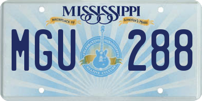 MS license plate MGU288