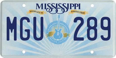 MS license plate MGU289